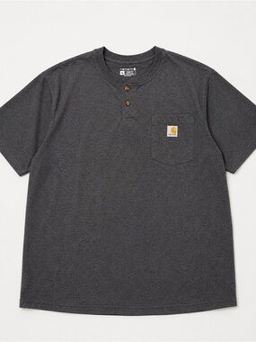 Carhartt Charcoal Short-Sleeve Henley Pocket Tee